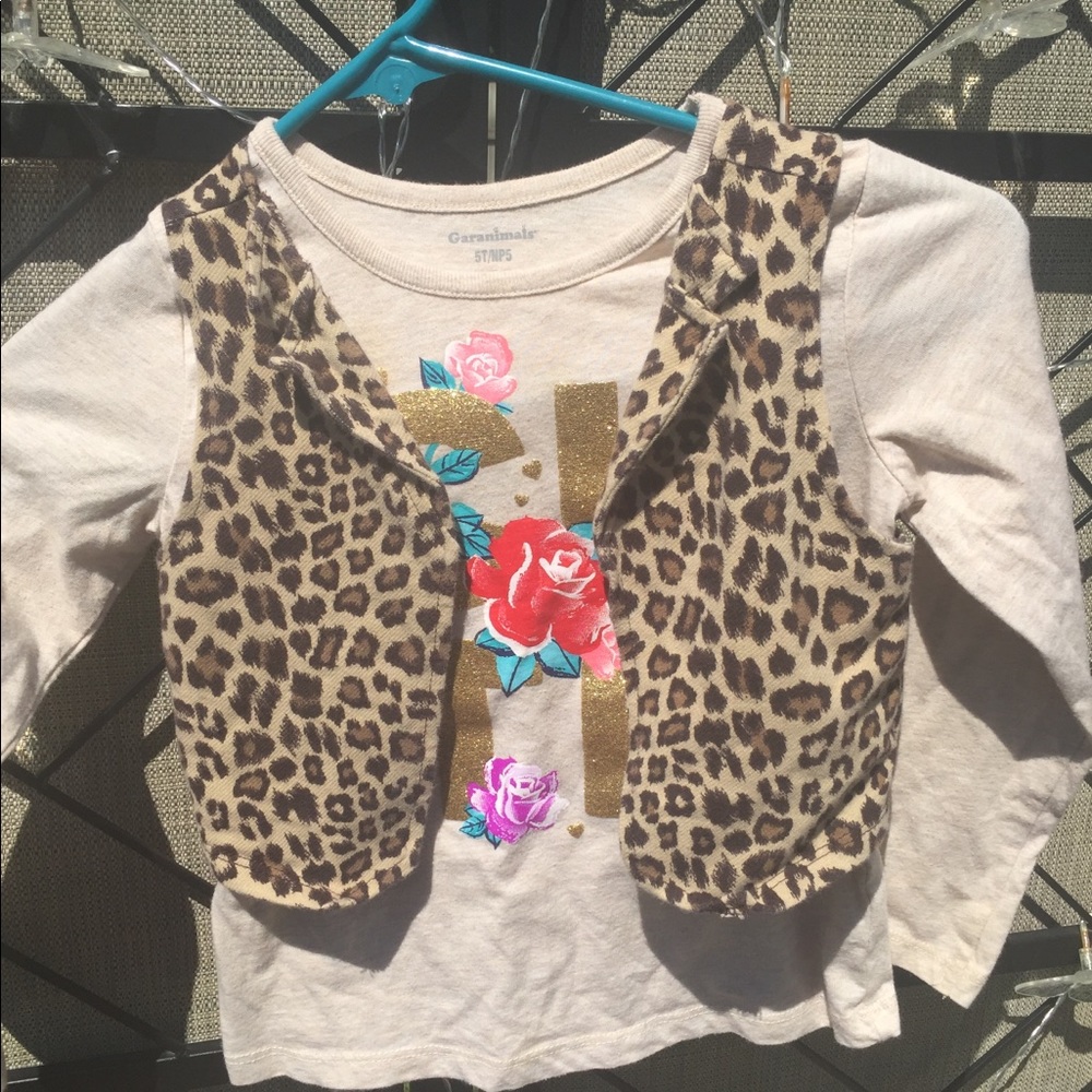 Garanimals Shirt with Vest Girls 5T Animal print